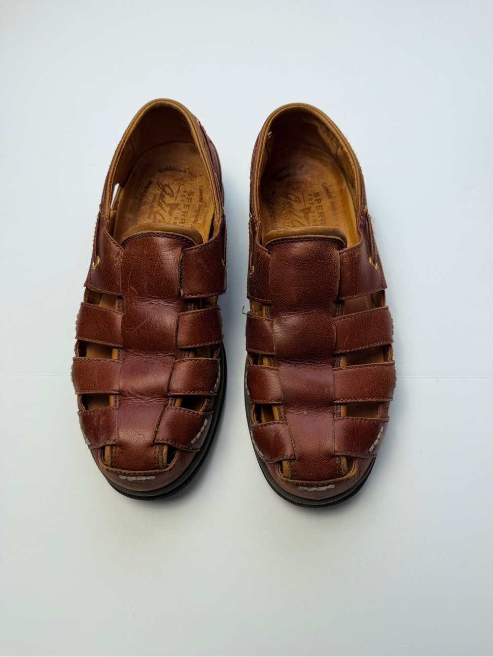 Sperry Top-Sider Men’s Fisherman Sandals Brown Leather Boat Shoes Size 9M Vibram